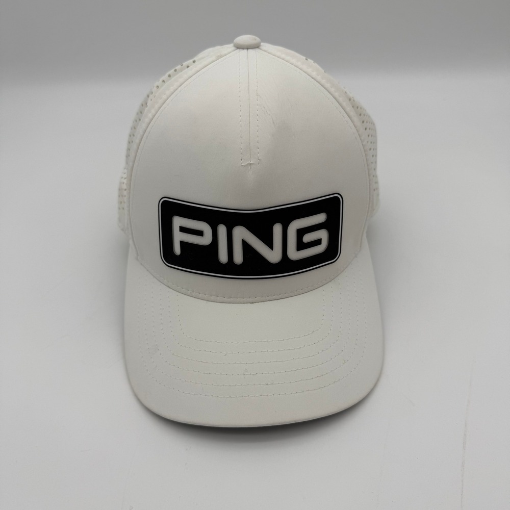 Ping Golf Hat White Flexfit 110 Snapback Perforated Performance Cap Mens OSFM